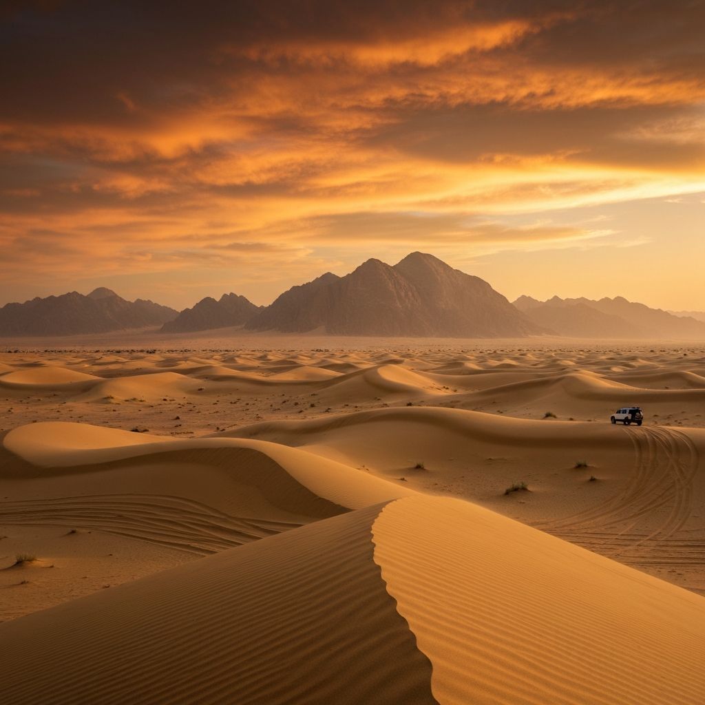 Ras Al Khaimah desert landscape at sunset